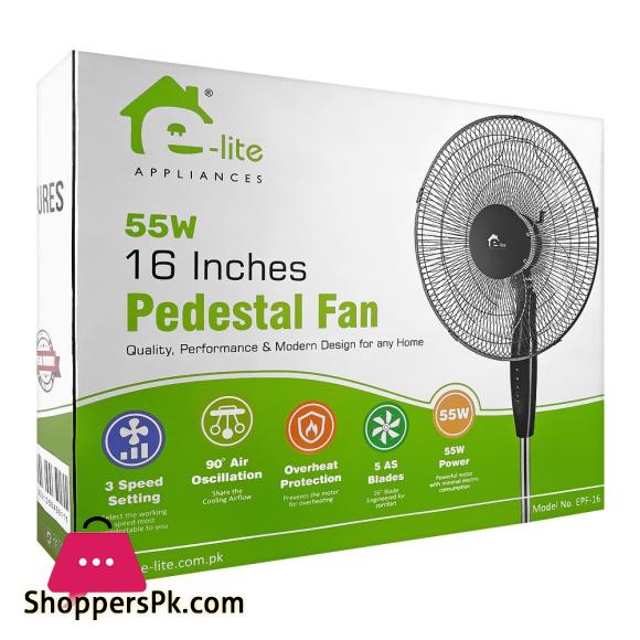 E-Lite Appliances 55W Pedestal 16 FanEPF-16