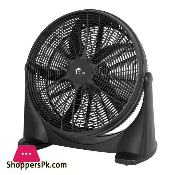 E-Lite Velocity Fan 3 Speeds Adjustable Tilt 5 Blade 90W 20 Inch Black EVF-20