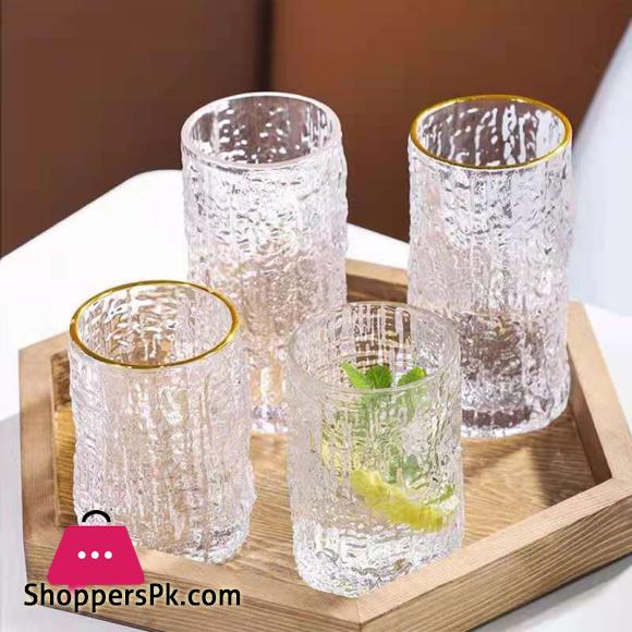 Ice Texture Gold Trimmed Crystal Drink Glass 300 & 400ml