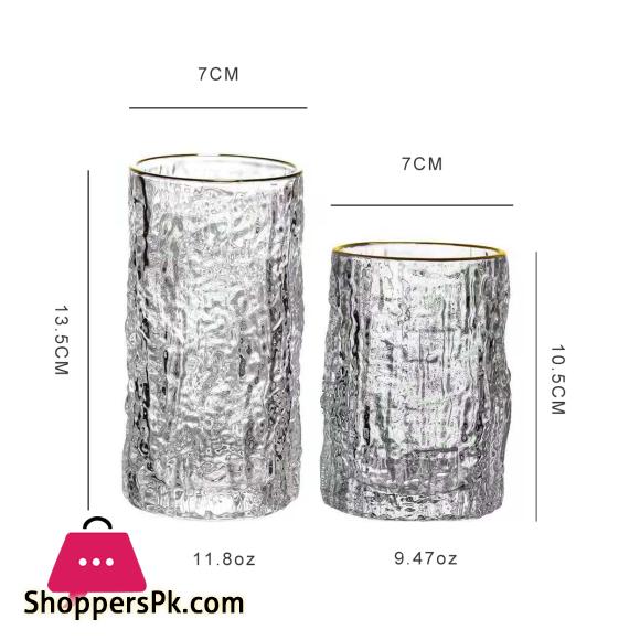Ice Texture Gold Trimmed Crystal Drink Glass 300 & 400ml
