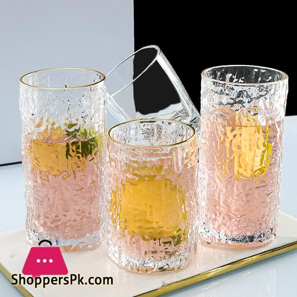 Ice Texture Gold Trimmed Crystal Drink Glass 300 & 400ml