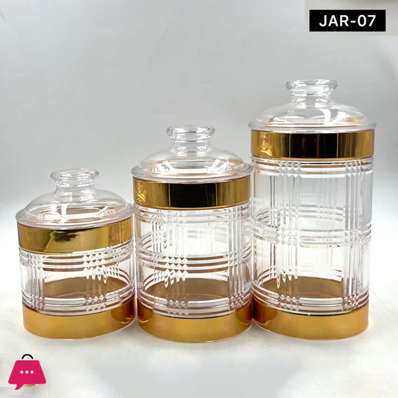 Acrylic 3 Pcs Airtight Jar Set of 3