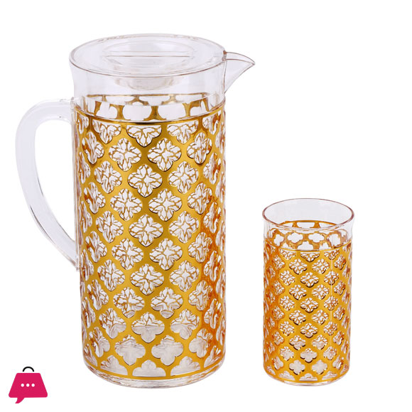 Luxury Pattern Water Pitcher Acrylic Drinking Jugs Water Set
