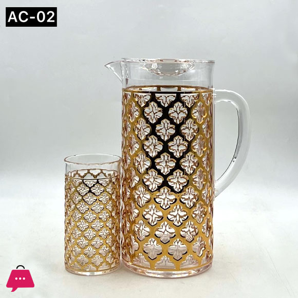 Luxury Pattern Water Pitcher Acrylic Drinking Jugs Water Set