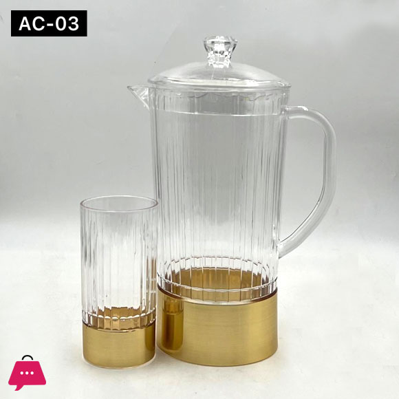 Luxury Pattern Water Pitcher Acrylic Drinking Jugs Water Set