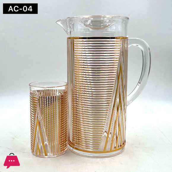Luxury Pattern Water Pitcher Acrylic Drinking Jugs Water Set
