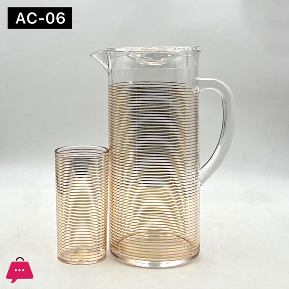 Luxury Pattern Water Pitcher Acrylic Drinking Jugs Water Set