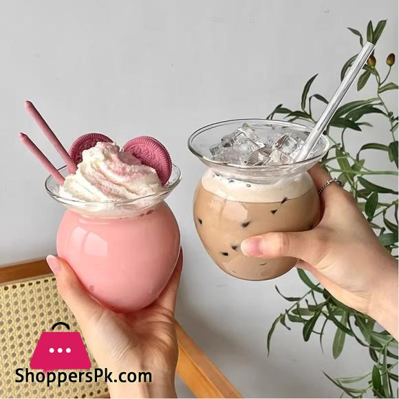Matka Glass Sundae Milkshake Cup Ice Cream Juice Dessert Parfait Yogurt Milk Tea Cup - 550ml