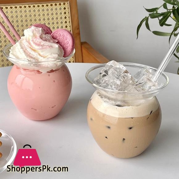 Matka Glass Sundae Milkshake Cup Ice Cream Juice Dessert Parfait Yogurt Milk Tea Cup - 550ml