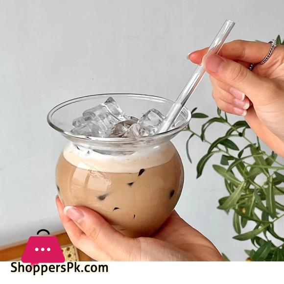 Matka Glass Sundae Milkshake Cup Ice Cream Juice Dessert Parfait Yogurt Milk Tea Cup - 550ml