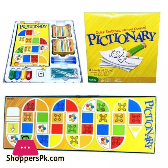 Pictionary Board Game for kids and adult model no 0125D Quick Sketches Hilarious Guess 2 level of Clues