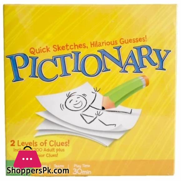 Pictionary Board Game for kids and adult model no 0125D Quick Sketches Hilarious Guess 2 level of Clues