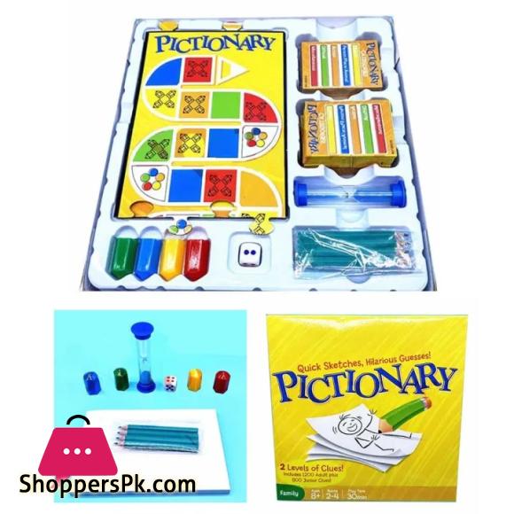 Pictionary Board Game for kids and adult model no 0125D Quick Sketches Hilarious Guess 2 level of Clues