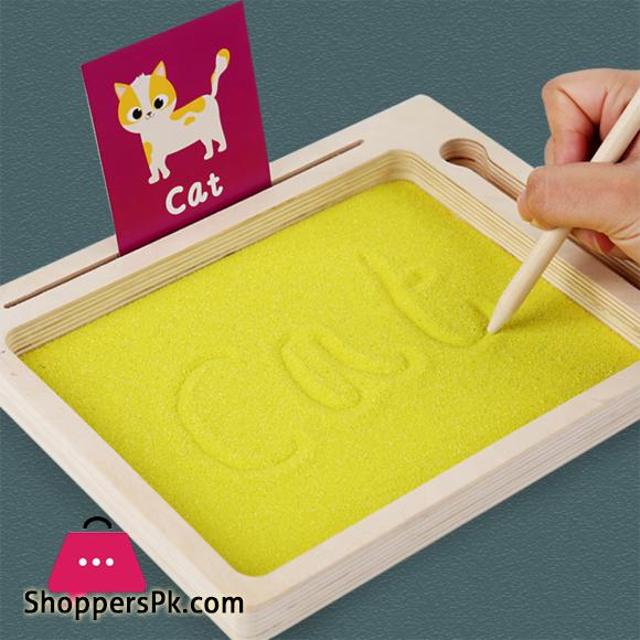 PinShang Kids Wooden Sand Tray With Wood Pen DIY Sand Writing Painting Set Early Educational Toys Gifts For Boys Girls