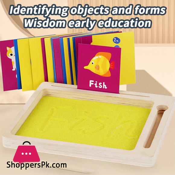 PinShang Kids Wooden Sand Tray With Wood Pen DIY Sand Writing Painting Set Early Educational Toys Gifts For Boys Girls