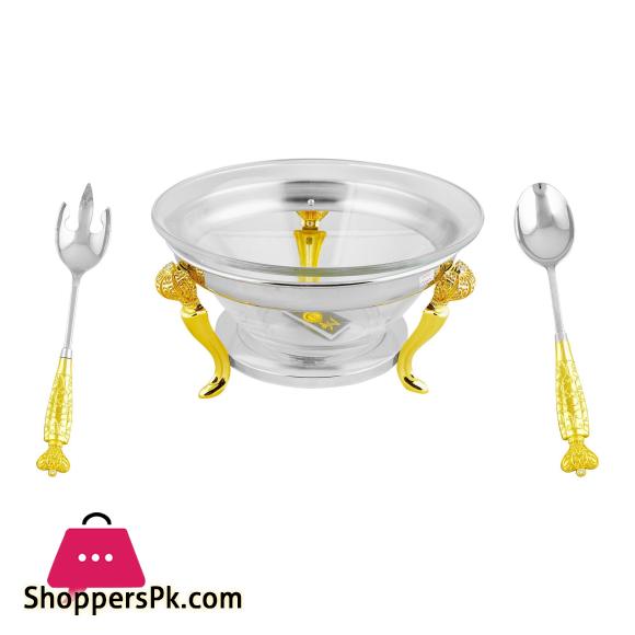 Salad Serving Bowl Set with Salad Server Spoons, SBC001GSW