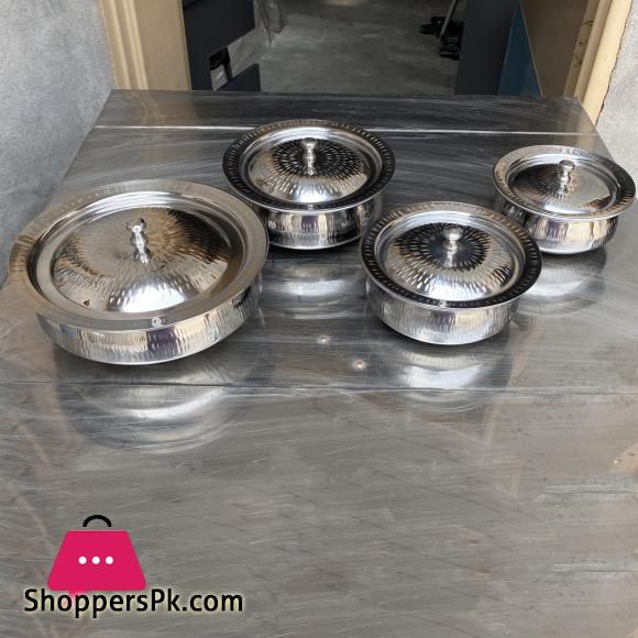Stainless Steel Handi Set 4-Pieces Serving Handi Modern Design
