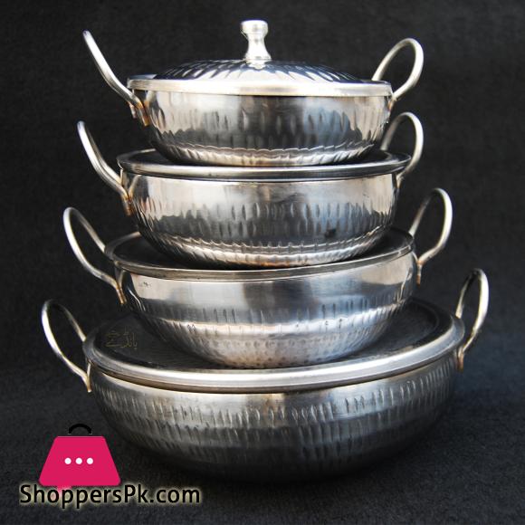 Steel Karahi Stainless Steel Serving Karahi Set of Four Bundle Offer