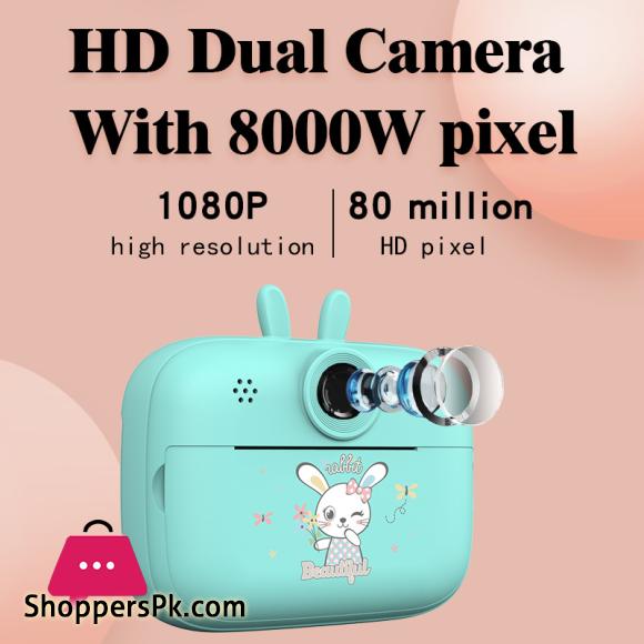 Thermal Photo Video Print Camera Front Back Dual Thermal inkless HD Photo Video Cartoon Mini Kids Camera Boy Girl Birthday Gift
