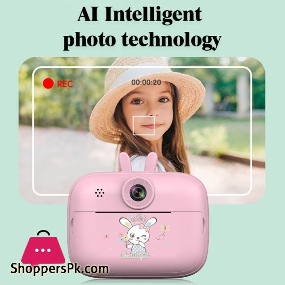 Thermal Photo Video Print Camera Front Back Dual Thermal inkless HD Photo Video Cartoon Mini Kids Camera Boy Girl Birthday Gift