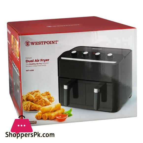 West Point Deluxe Double Basket Dual Air Fryer, 2 x1150W 2x 4.5 Liter WF-4258