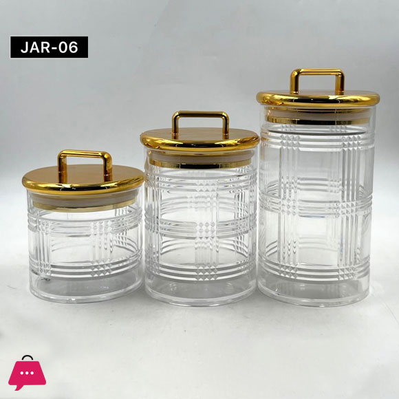 Acrylic 3 Pcs Airtight Jar Set of 3
