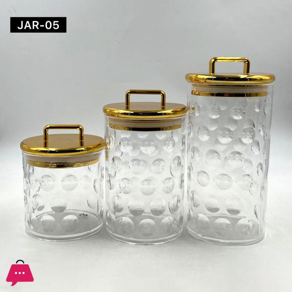 Acrylic 3 Pcs Airtight Jar Set of 3
