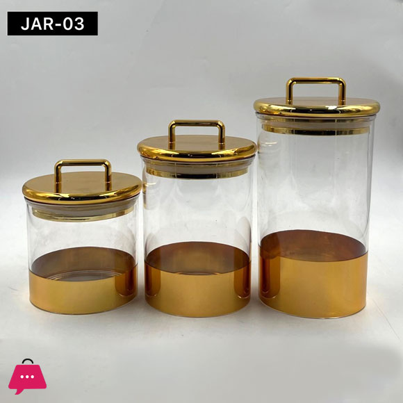 Acrylic 3 Pcs Airtight Jar Set of 3