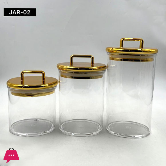 Acrylic 3 Pcs Airtight Jar Set of 3
