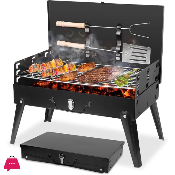 Adjustable Portable Charcoal Grill - BBQ Tools