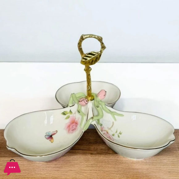 Angela Butterfly Rose Garden Tri-Bowl Serve