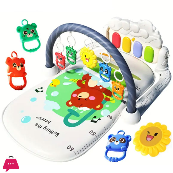 Baby Gym Puzzle Mat Educational Rack Baby Toys Music Play Mat with Piano