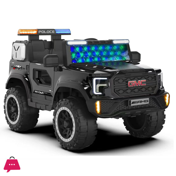 BMW Police Jeep 12V Kids Ride-On Car with LED Lights & Siren 2-8 Years Kids