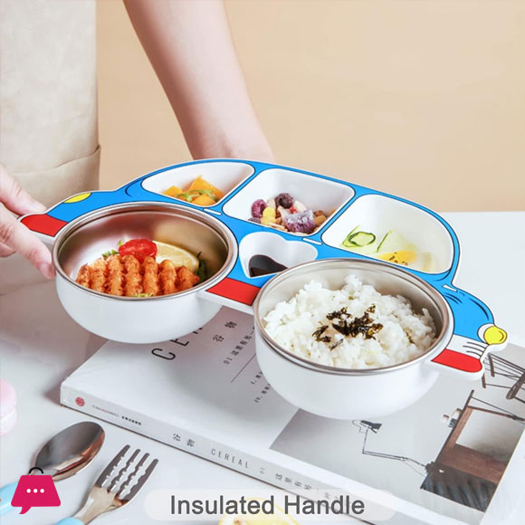 Car-shaped Divided Plate Snack Plate Dinnerware Eating with Spoon Fork