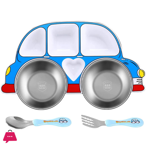 Car-shaped Divided Plate Snack Plate Dinnerware Eating with Spoon Fork
