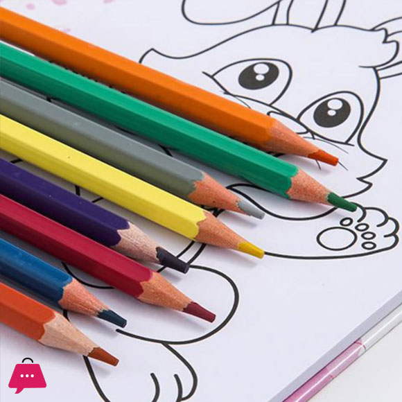Colouring and Scratch Book With Colours Stencil Wooden Pencil