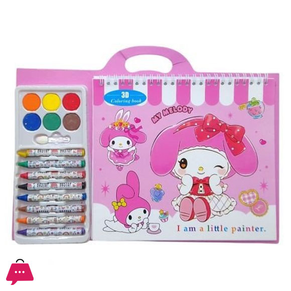 Creative kit - Coloring Book 12 Sheets Paint 6 Colors, Wax Pencil 8 Colors.