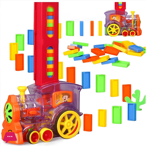 Domino Train Toy, Domino Blocks Set for Kids, Educational Game Play Set with Light & Sound Stacking Toys for Boys and Girls 3+ Years (Multi Color)