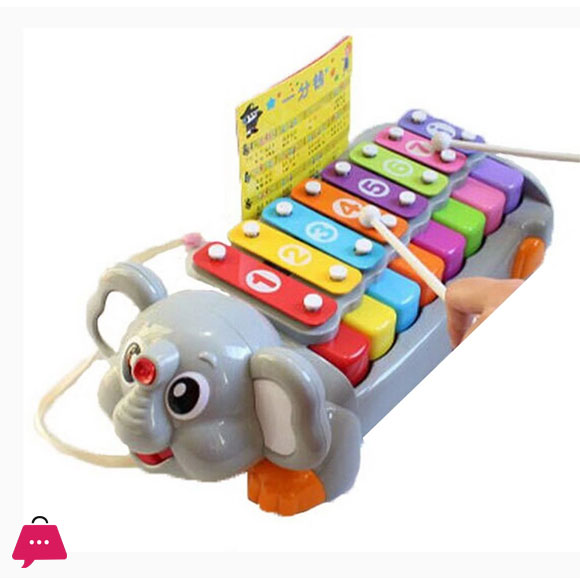 Elephant Musical Piano With 6 Music Sheets And 2 Percussion Sticks For Childrens