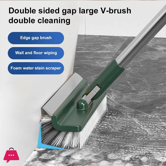 Floor Scrub Brush 3 in 1 Long Handle Removable Adjustable Wiper Broom