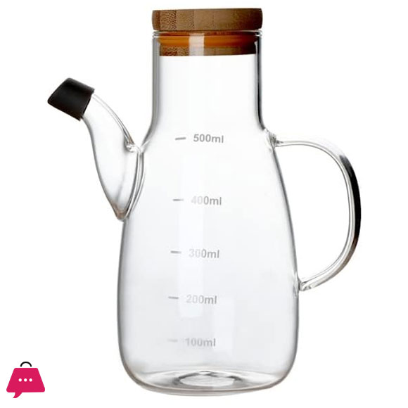 Glass Olive Oil Dispenser Bottle Leakproof Oil and Vinegar Dispenser Cruet with Non-Slip Handle 1000 ML