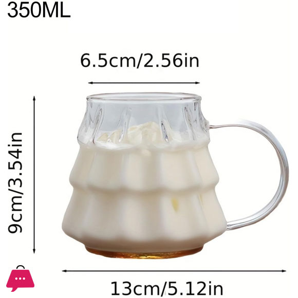 Holiday Tree Tea Cup Glass Coffee Mugs 350ml