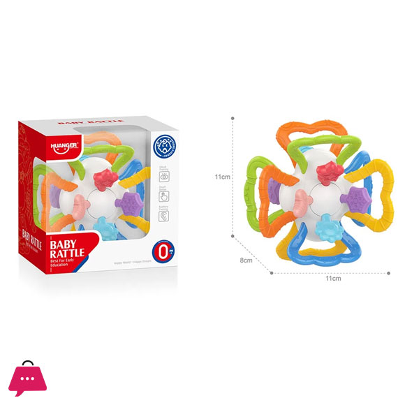 Huanger Toddler Lovely Safe Baby Ball Rattle Soft Teether Ball Silicon Teether Ball