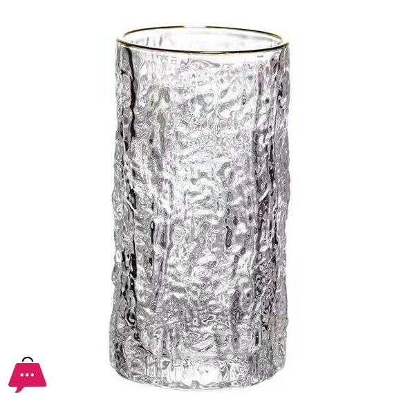 Ice Texture Gold Trimmed Crystal Drink Glass 300 & 400ml