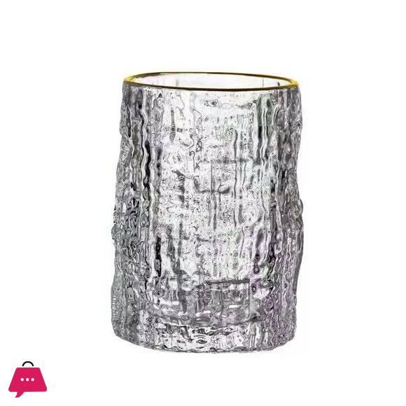 Ice Texture Gold Trimmed Crystal Drink Glass 300 & 400ml