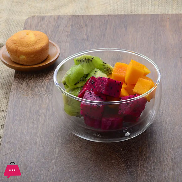 Insulated Double Wall Borosilicate Glass Salad Soup Icecream Serving Bowl