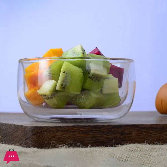 Insulated Double Wall Borosilicate Glass Salad Soup Icecream Serving Bowl