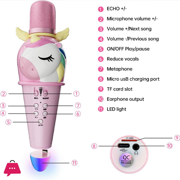 Kids Karaoke Microphone Machine for Kids Toys with Wireless Bluetooth Mic Speaker