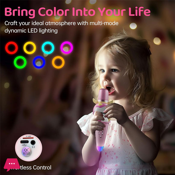 Kids Karaoke Microphone Machine for Kids Toys with Wireless Bluetooth Mic Speaker