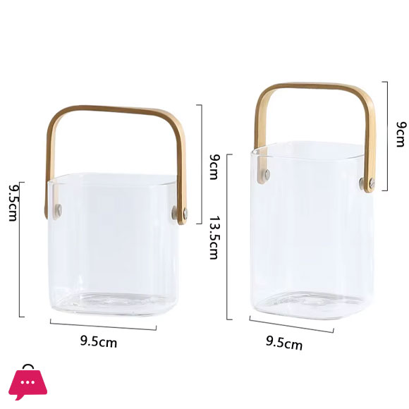 Multi-Purpose Square Pyrex Glass Bucket with Bamboo Handle